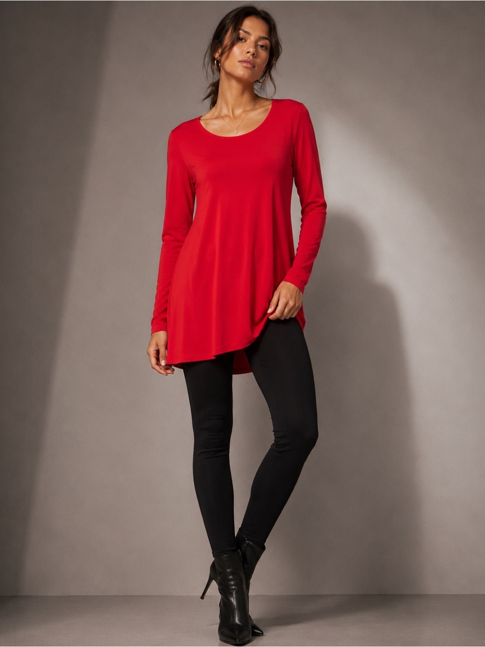 RILLER & FOUNT red cotton modal tunic top dress NWOT